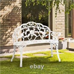 Aluminium Bench Metal Chair Outdoor Seat Garden Loveseat for Porch Lawn Patio