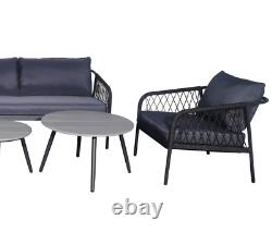 Aluminium Garden Sofa Set Dining Patio Outdoor Armchair Rattan Grey