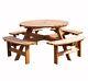 Birchtree 8 Seater Wooden Pub Bench Round Picnic Table Furniture Garden Patio
