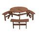 Birchtree Garden Picnic Bench Wooden Round Table Patio Set 6 Seat Outdoor Brown