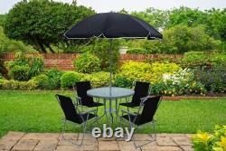 Bistro Garden Outdoor Metal Patio/Conservatory Dining Set. 4 Seater with Umbrella