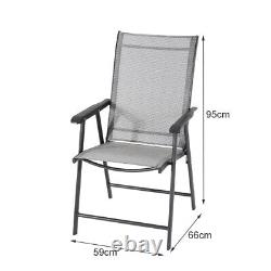 Bistro Set Outdoor Patio Garden Furniture 2/4 Chairs and Glass Table for Parasol