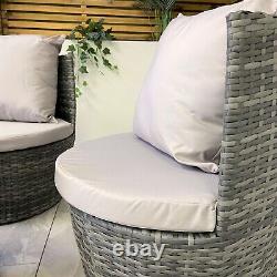 Bistro Set Outdoor Rattan Patio Garden Vase Chair Stackable Furniture Set Grey