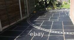 Black Limestone Paving Patio Slabs 22mm Garden Calibrated Mix Size 18.9 m2 Pack