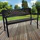Black Metal Garden Bench Outdoor Furniture Patio 3 Seater Home Park Seating New