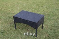 Black Outdoor Garden Rattan Furniture 4 Piece Sofa Chairs Table Wicker Patio Set