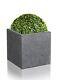 Black Polystone Resin Stone Planter Cube Garden Plant Flower Pot Patio Outdoor