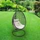 Black Rattan Hanging Egg Chair Indoor Outdoor Garden Patio Furniture Seat