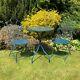 Blue Bistro Set Outdoor Patio Garden Furniture Table And 2 Chairs Metal Frame