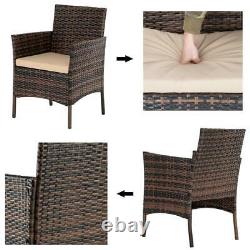 Brown Rattan Outdoor Garden Furniture Set 4 Piece Chairs Sofa Table Patio Set UK