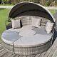 Camrose Rattan Outdoor Garden Day Bed Sun Lounger Patio Canopy Sofa Set In Grey