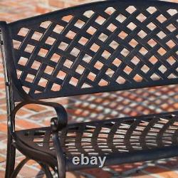 Cast Aluminium 2-Seater Garden Bench Outdoor Patio Furniture Terrace Seating