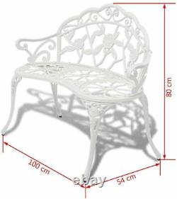 Cast Aluminium Garden Bench Outdoor Chair Park Furniture Patio 2 Seater White