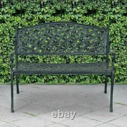 Cast Aluminium Outdoor Garden Bench 2 Seater Antique Patio Loveseat for Park
