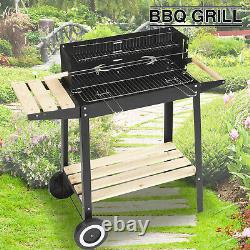 Charcoal Grill Rectangular BBQ Barbecue Steel Outdoor Patio Garden Wheels