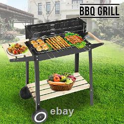 Charcoal Grill Rectangular BBQ Barbecue Steel Outdoor Patio Garden Wheels