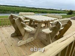 Classic Patio Set 8 Seater wooden picnic table bench pub garden outdoor