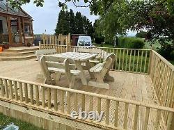Classic Patio Set 8 Seater wooden picnic table bench pub garden outdoor