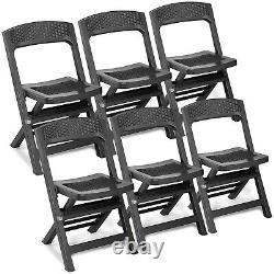 Collapsible Outdoor Folding Garden Chair Outdoor Camping Patio Black Lounge Seat