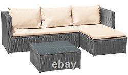 Corner Rattan Garden Furniture 3PC Patio Sofa Set L Shaped 3PIECE Outdoor Bistro