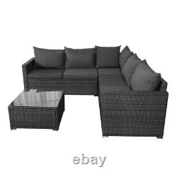 Corner Sofa Set L Shape Outdoor Patio Rattan Garden Furniture Table & Cushion