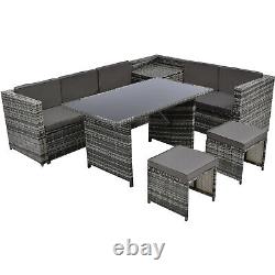 Cube Rattan Garden Furniture Set Sofa Dining Table Outdoor Patio Wicker 7 Seater