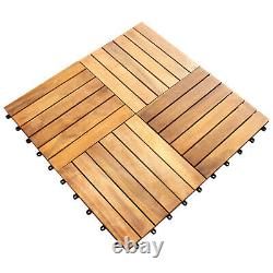 Decking Tiles Interlocking Square Wooden Garden Patio Balcony Deck Floor x 39