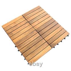 Decking Tiles Interlocking Square Wooden Garden Patio Balcony Deck Floor x 39
