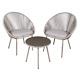 Dellonda Como Garden Outdoor Patio Bistro Table & Chairs Set Tempered Glass Grey