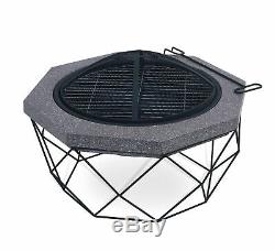 Diamond Stand Fire Pit & Bbq Grill Outdoor Garden Patio Heater Uv Party Mesh New
