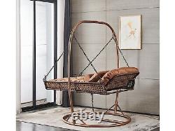 Double Egg Chair Swing Rattan Hanging Garden Patio Indoor/Outdoor. Luxury Brown