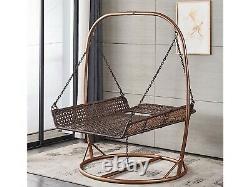 Double Egg Chair Swing Rattan Hanging Garden Patio Indoor/Outdoor. Luxury Brown