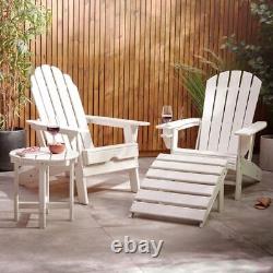 Ex Display White Folding Adirondack Chair Garden Outdoor Patio Furniture
