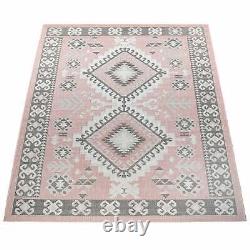 Extra Large Outdoor Rug Pink Grey Oriental Pattern Large Small Patio Garden Mat