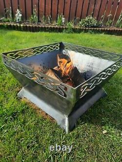 Fire Pit BBQ Outdoor Garden patio mild steel iron camping rustic celtic knot