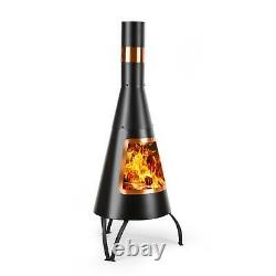 Firepit Heater Garden Fireplace Patio Outdoor Fire Bowl Stainless Steel Black