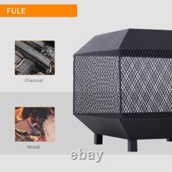 Firepit Heater Stove Garden Square Wood Buring Outdoor Patio Steel Black