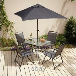 Foldable 6 Piece Patio Outdoor Garden Balcony Dining Set With Parasol