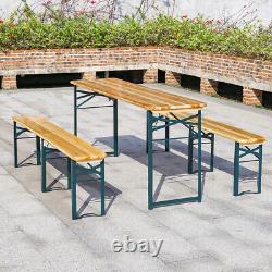 Foldable Garden Beer Table & Bench Set Outdoor Patio Folding Seat Party Camping