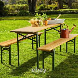 Foldable Garden Beer Table & Bench Set Outdoor Patio Folding Seat Party Camping
