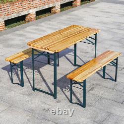 Folding Garden Table & Chair Set Outdoor Patio Beer Dining Coffee Table Bench UK
