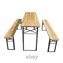 Folding Table And Bench Set Outdoor Garden Patio Picnic Party 3 Piece Furniture