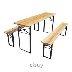 Folding Table And Bench Set Outdoor Garden Patio Picnic Party 3 Piece Furniture