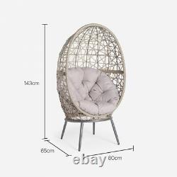 Freestanding Natural Rattan Egg Chair Garden Outdoor Cushion Patio Decking Decor