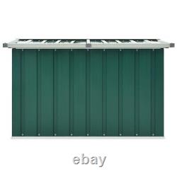 Galvanised Steel Garden Storage Box Green Outdoor Lidded Bin For Deck Or Patio