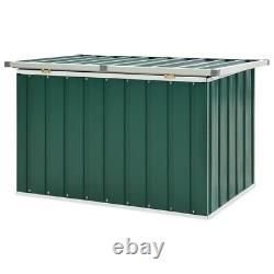 Galvanised Steel Garden Storage Box Green Outdoor Lidded Bin For Deck Or Patio