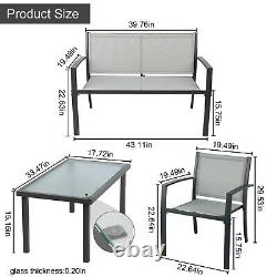 Garden 4 Pieces Tempered Glass Table and Chairs Set Patio Balcony Outdoor Indoor