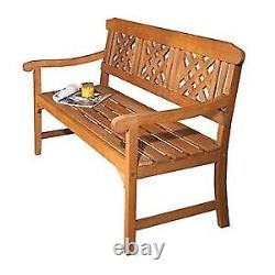 Garden Bench 3 Seater Wooden Benches Patio Outdoor Furniture Solid Wood Brown