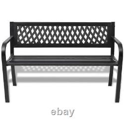 Garden Bench Black Steel Outdoor Patio Park 2-seater Seat Furniture vidaXL