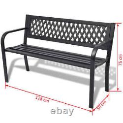 Garden Bench Black Steel Outdoor Patio Park 2-seater Seat Furniture vidaXL
